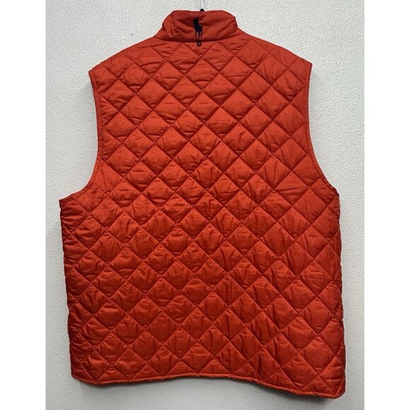 POLO GOLF Ralph Lauren Quilted Vest Men’s Large Orange Zip Pockets Lightweight - Picture 2 of 6